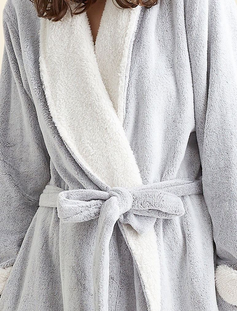 Papinelle Plush Sherpa Robe Sleep Mask Grey Papinelle