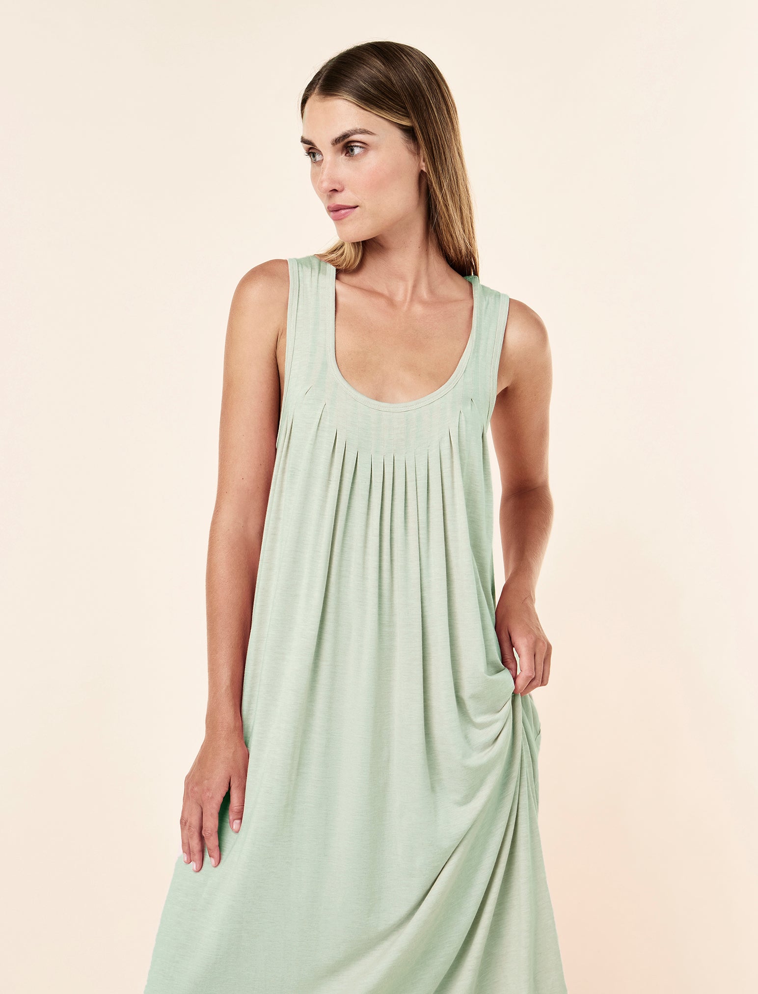 Kate Modal Soft Pleat Front Maxi Nightgown