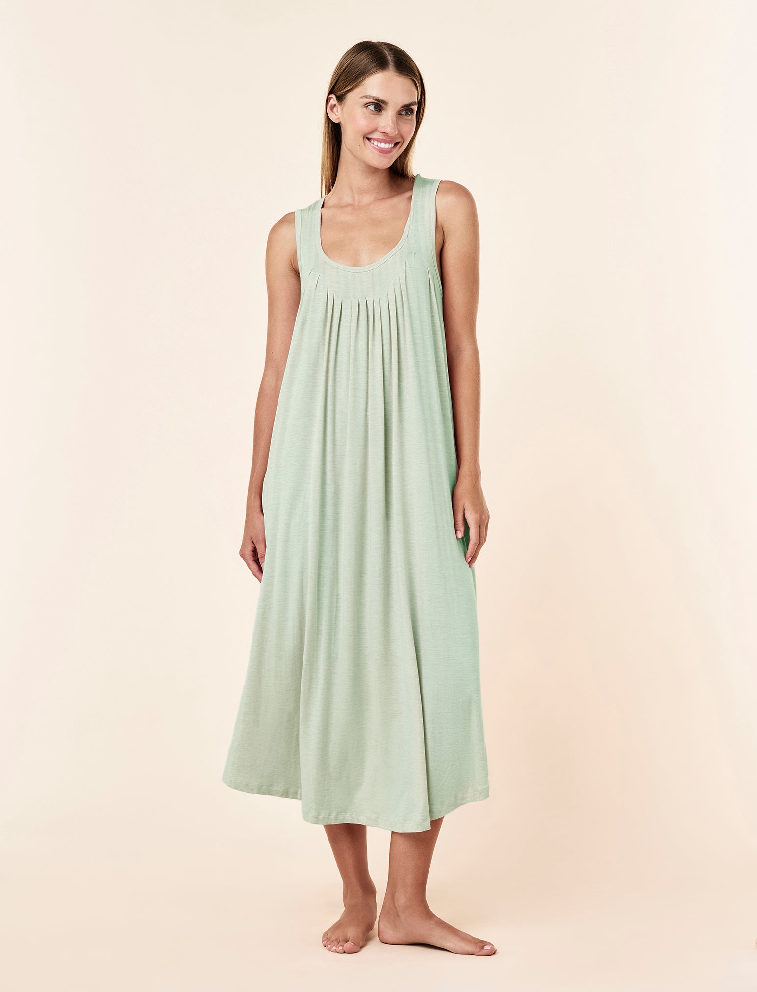 Kate Modal Soft Pleat Front Maxi Nightgown