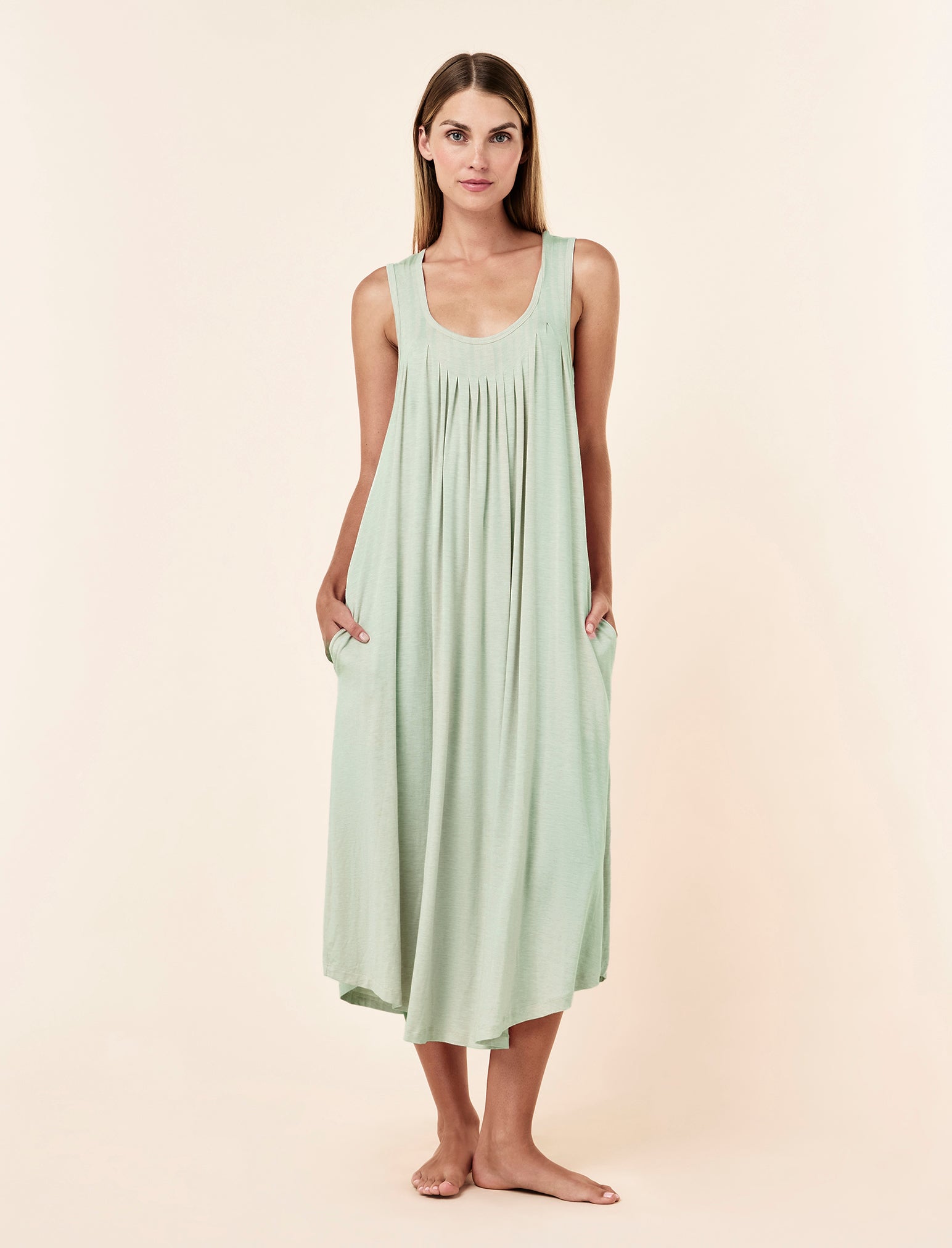 Kate Modal Soft Pleat Front Maxi Nightgown
