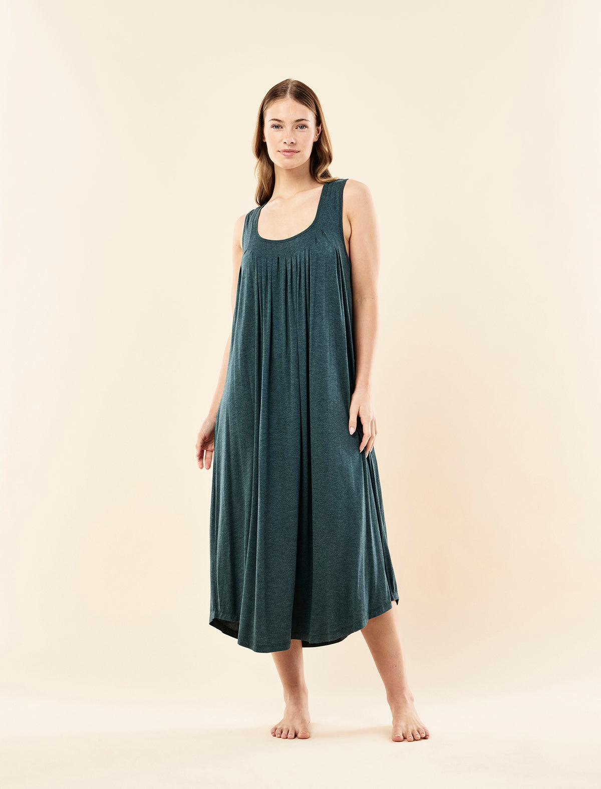 Kate Modal Soft Pleat Front Maxi Nightgown