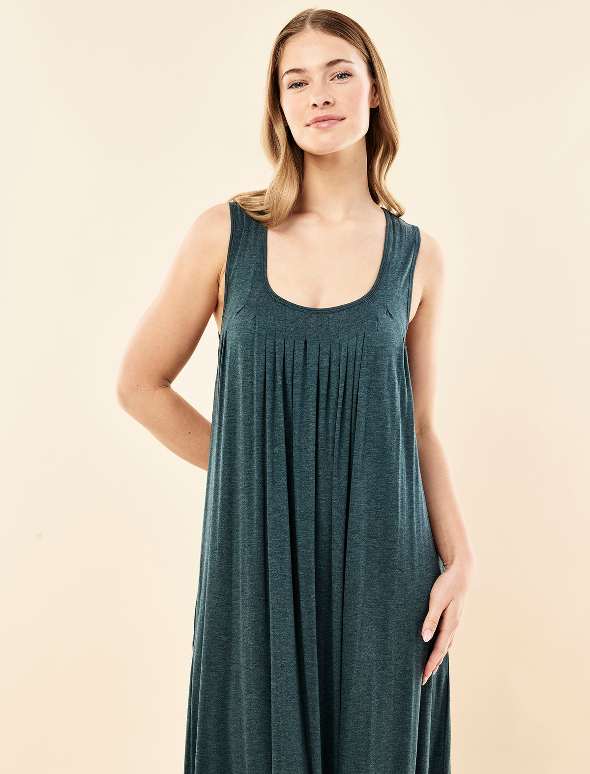 Kate Modal Soft Pleat Front Maxi Nightgown