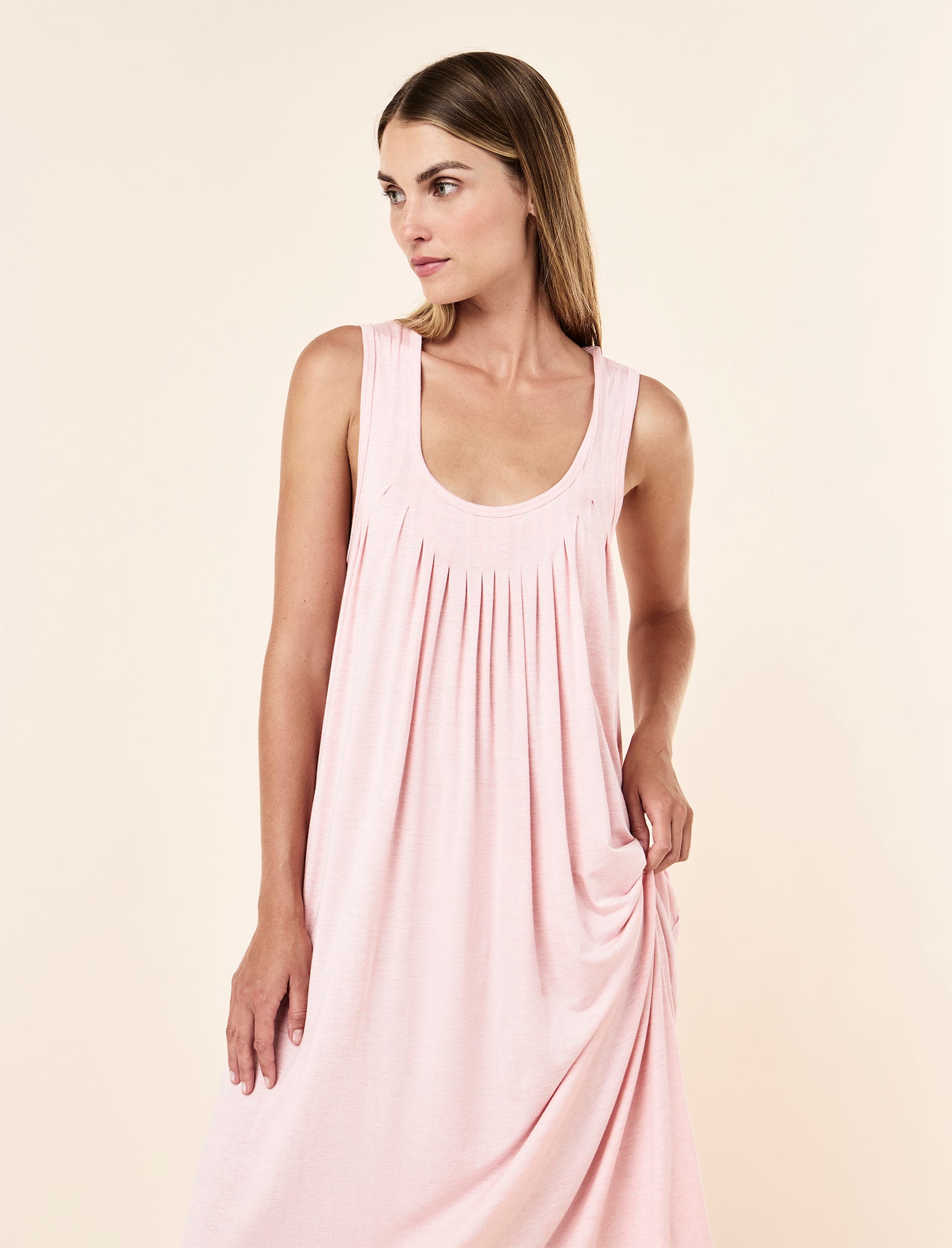 Kate Modal Soft Pleat Front Maxi Nightgown