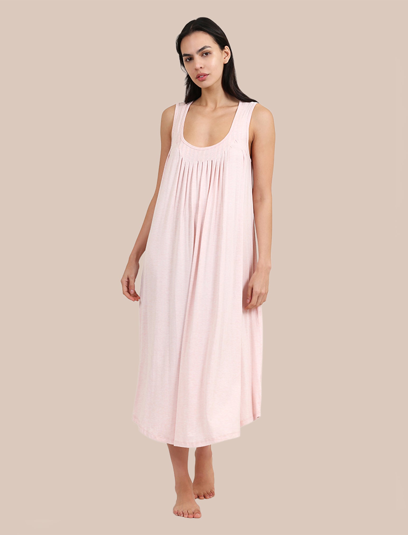 Kate Modal Soft Pleat Front Maxi Nightgown
