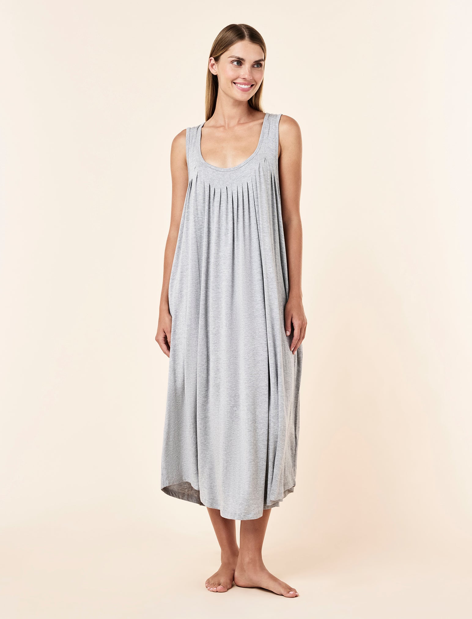 Kate Modal Pleat Front Maxi Nightgown