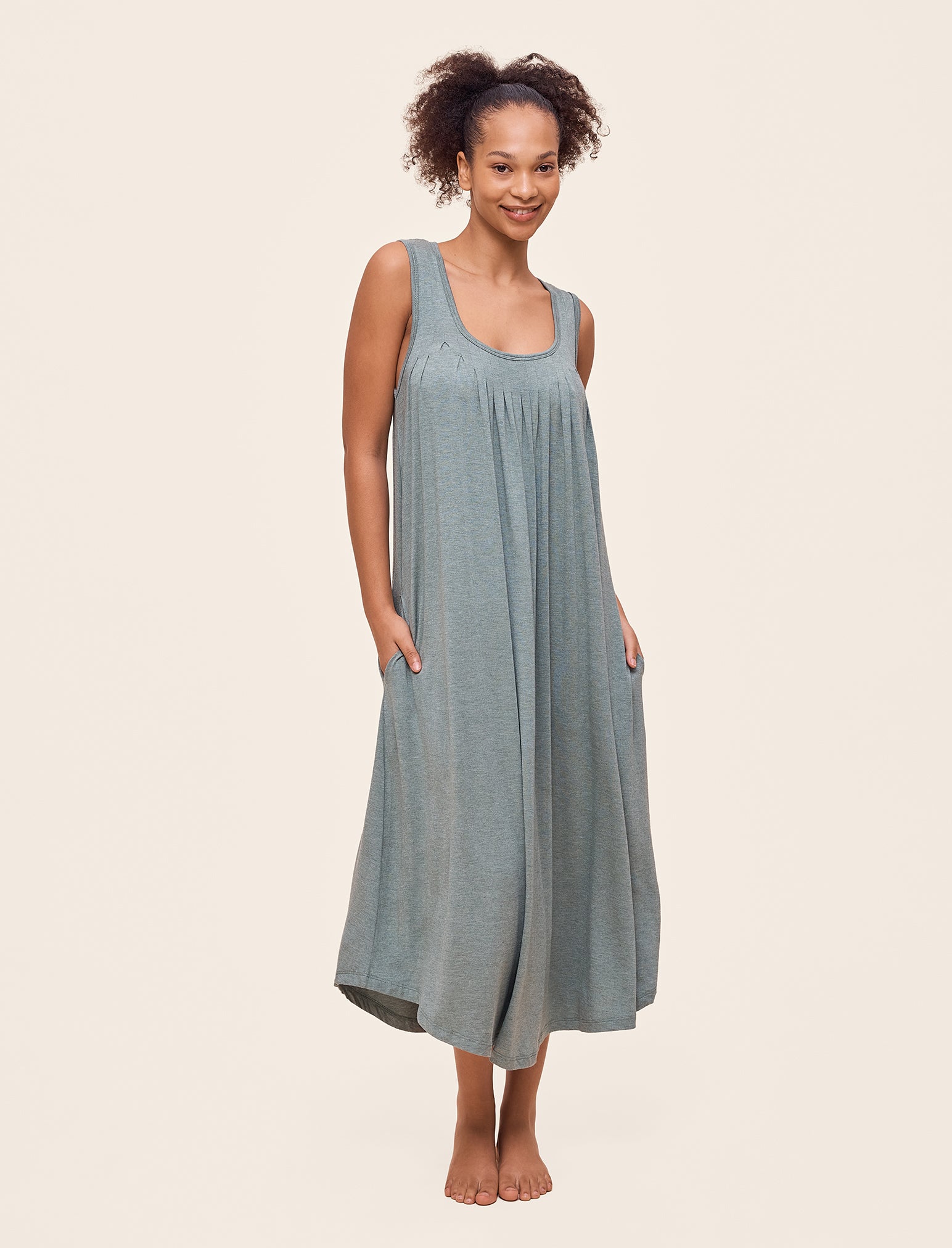 Kate Modal Soft Pleat Front Maxi Nightgown