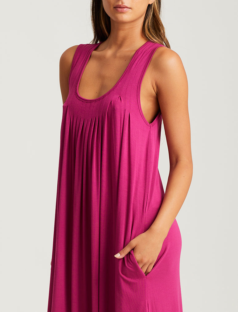 Modal Soft Kate Pleat Front Maxi Nightgown