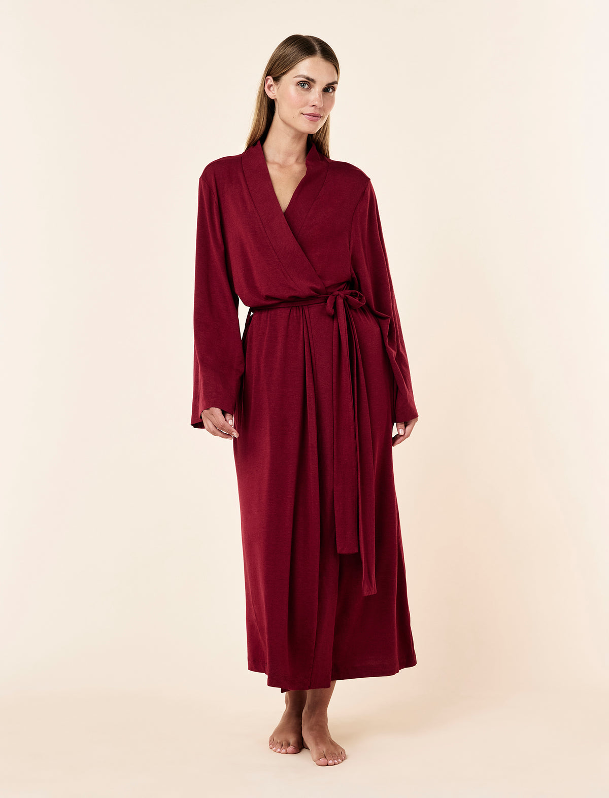 Lilly wearing the Kate Modal Soft Maxi Robe
[model: Lilly wears size S |  Height: 170cm
/ 5’7” | Bust: 75cm | Waist: 58cm | Hips: 89cm]