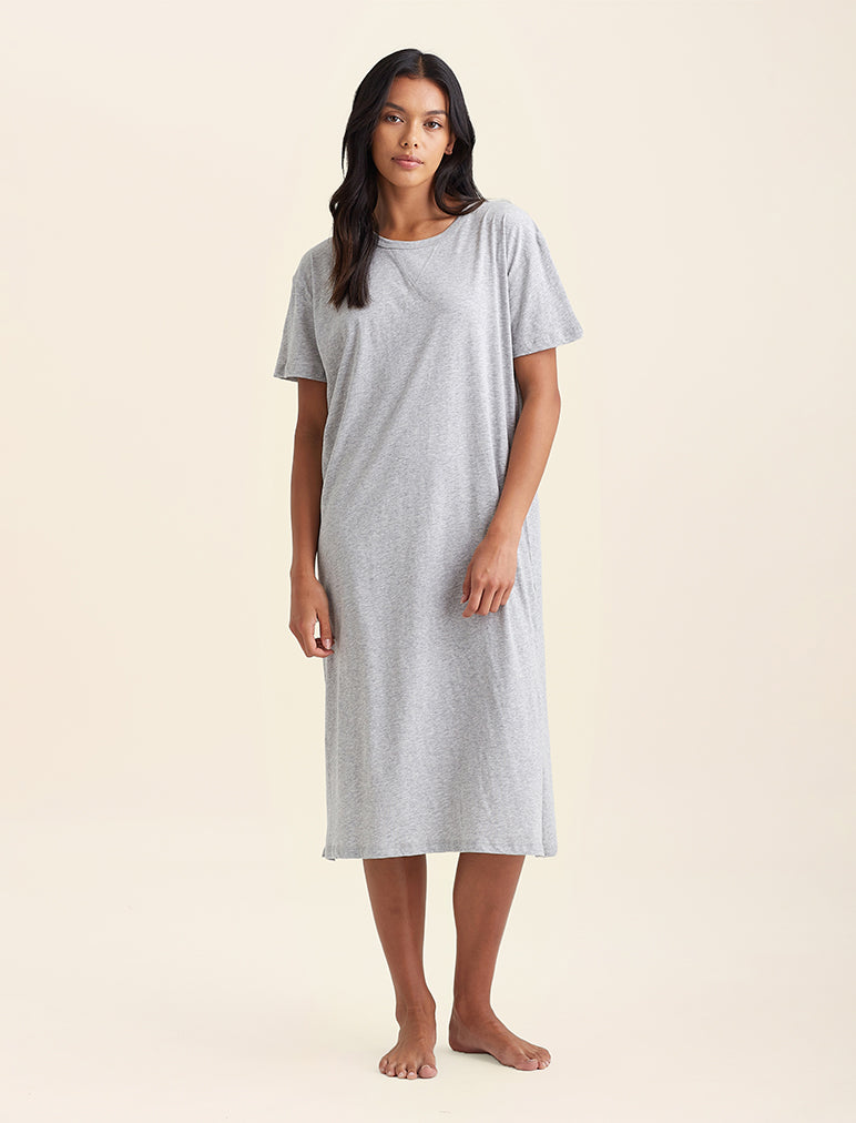 gray cotton dress Papinelle | Jada Organic Knit Nightgown Nine West Suit Size comfortable long short Color:Multi/Rose Gold collection-mididresses