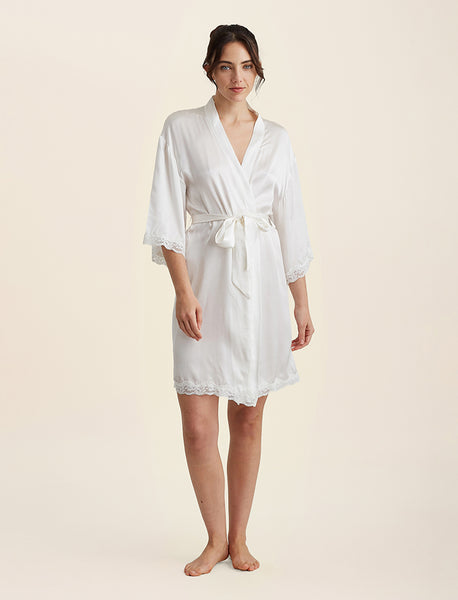 darjeeling silk mini robe dress Camille Silk Lace Short Robe
