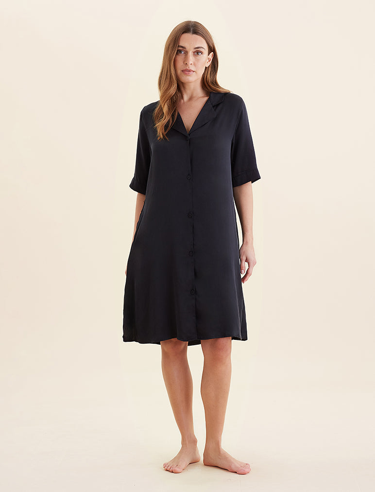 Audrey Silk Short Sleeve Nightshirt