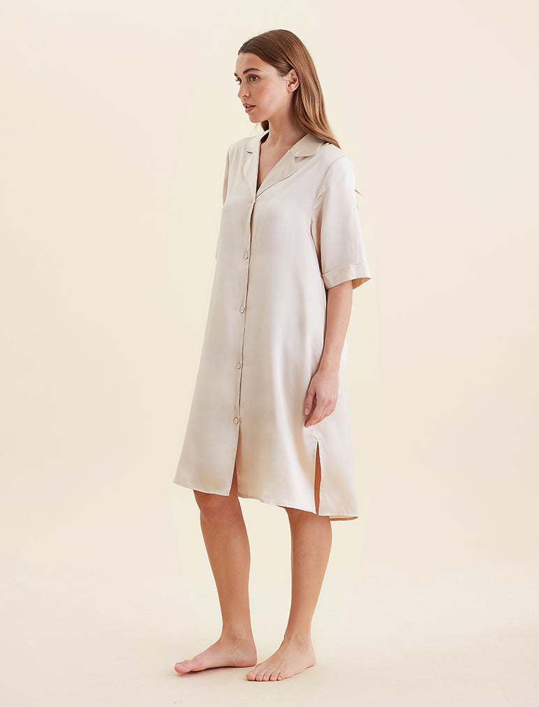 Audrey Washable Silk Short Sleeve Nightshirt