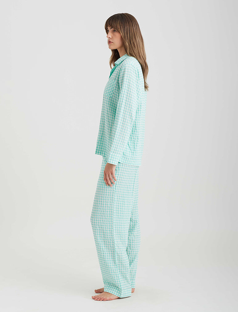 Seersucker Gingham Full Length PJs