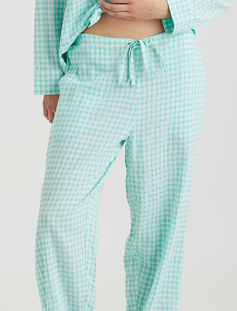 Seersucker Gingham Full Length PJs