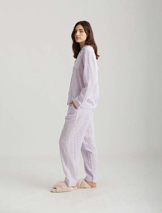 Papinelle Ombré Wide Leg Cotton Pajama Pants Geranium