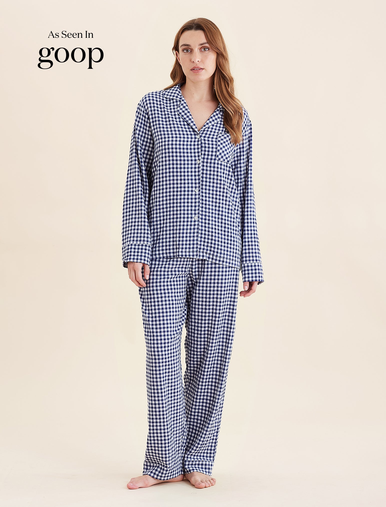 Seersucker Gingham Full Length PJ Set