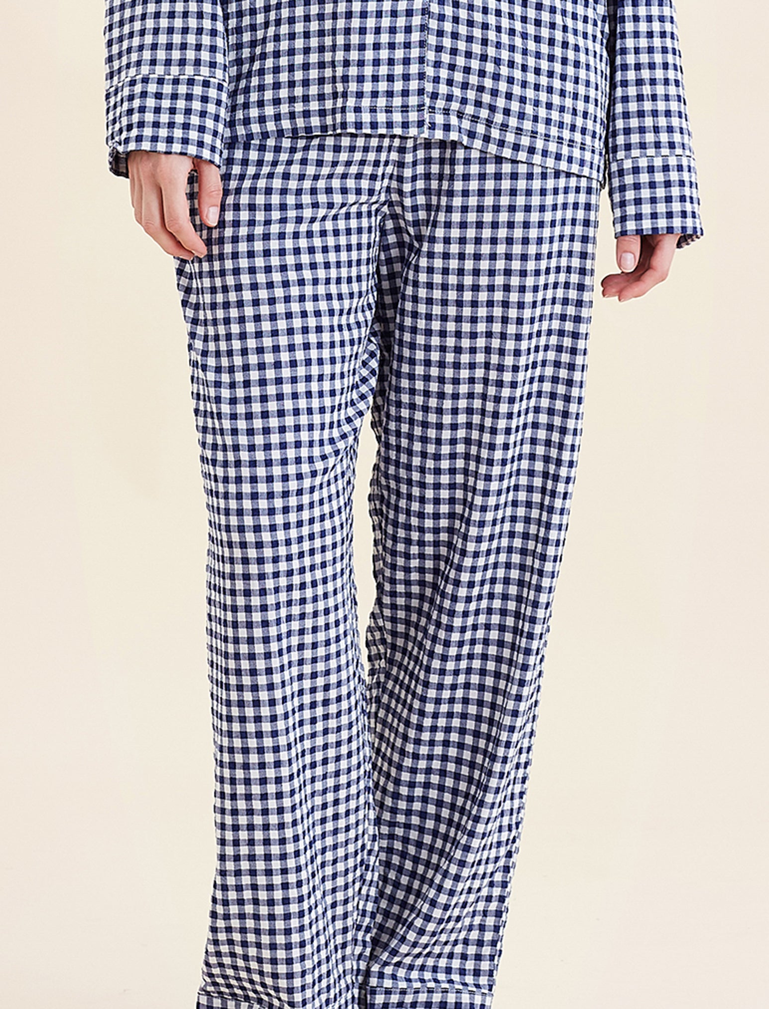 Seersucker Gingham Full Length PJ Set