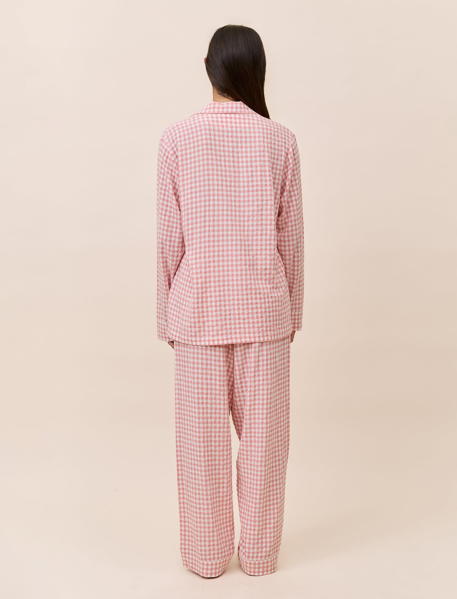 Seersucker Gingham Full Length PJ Set