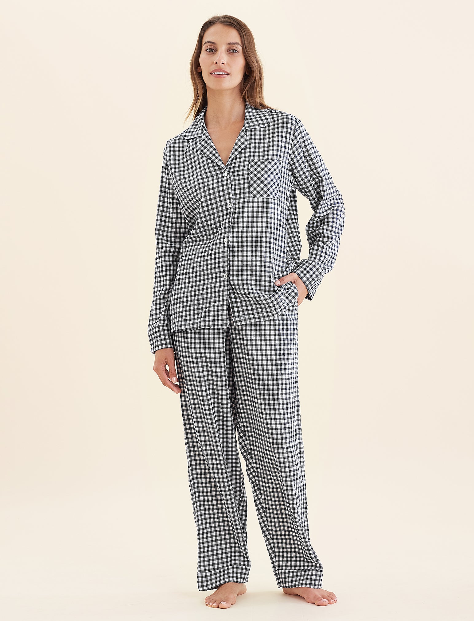 Seersucker Gingham Full Length PJs