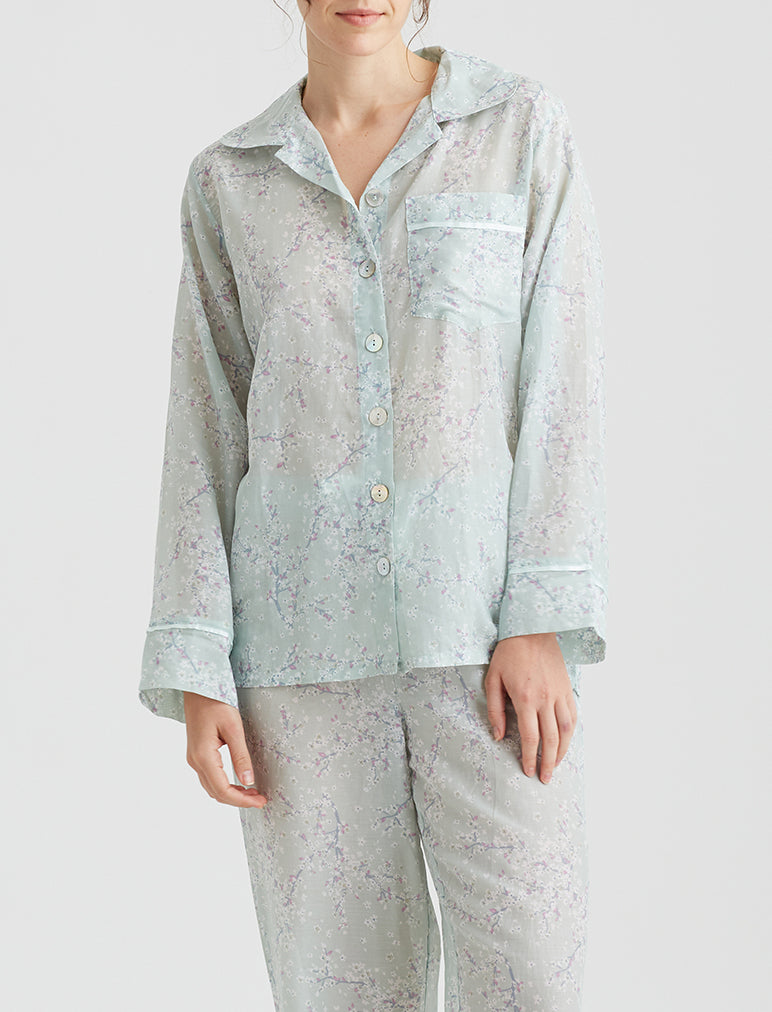 Sylvie Silk Piped Full Length PJ – Papinelle Sleepwear US