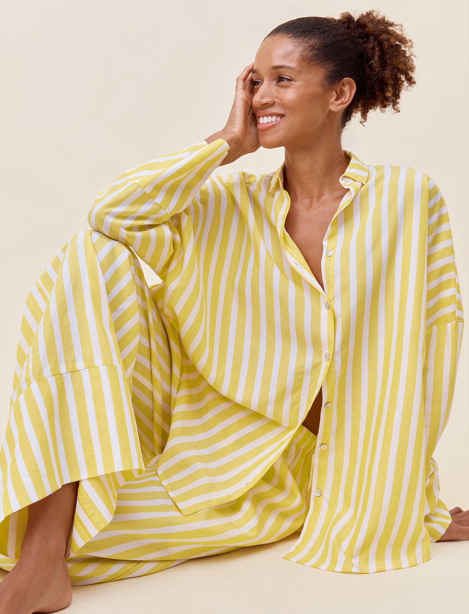 Pyjama Set Yellow Silk Pjs Ladies Pajamas Mushroom Silk Pajamas