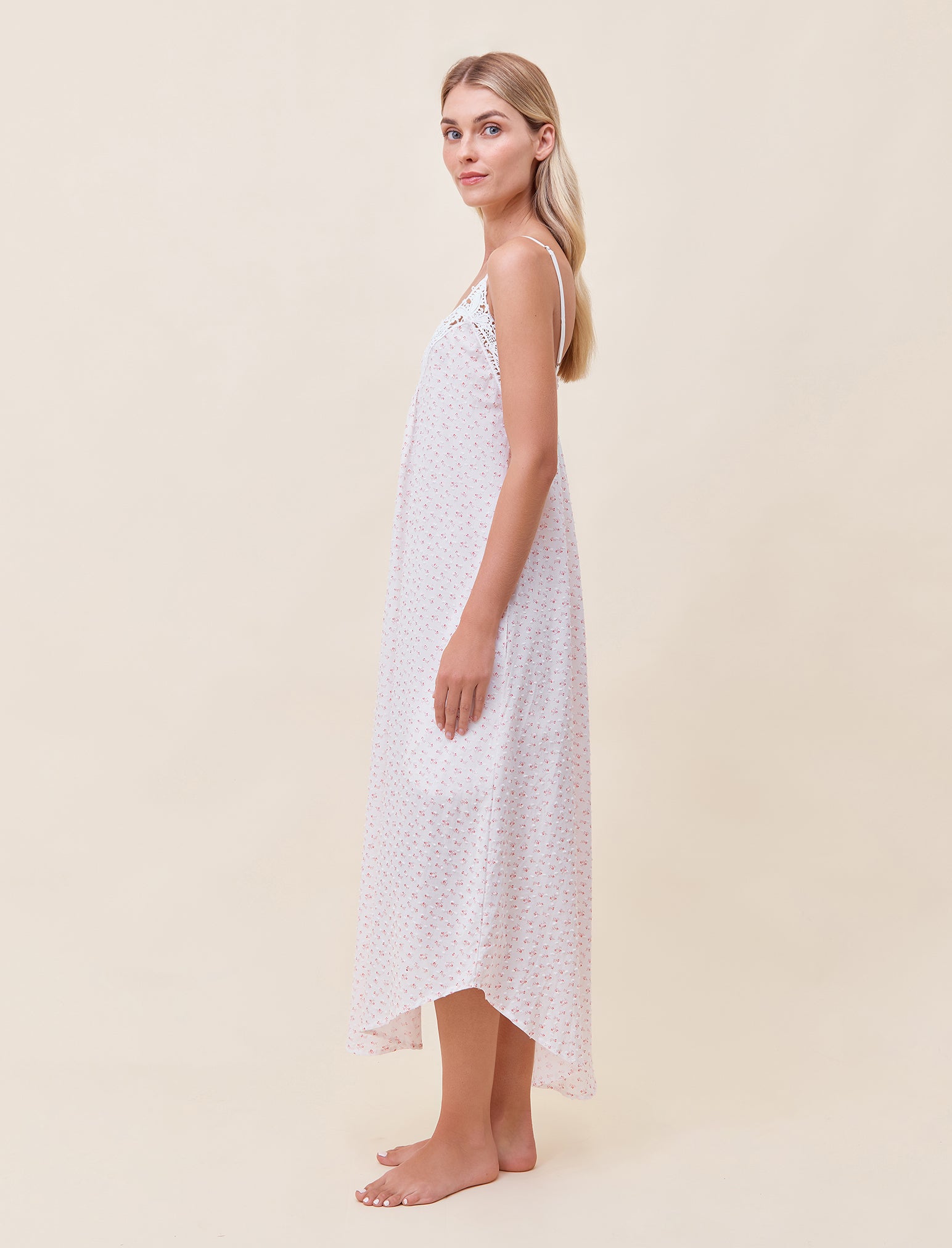 Swiss Dot Lace Front Maxi Nightie