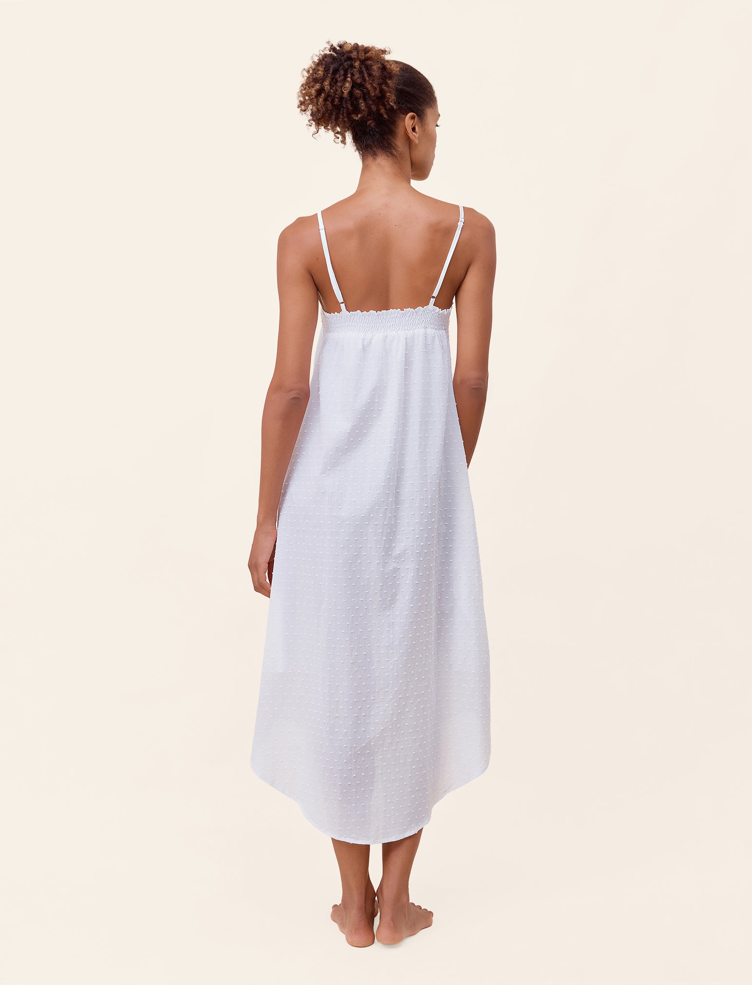 Swiss Dot Lace Trim Maxi Nightgown