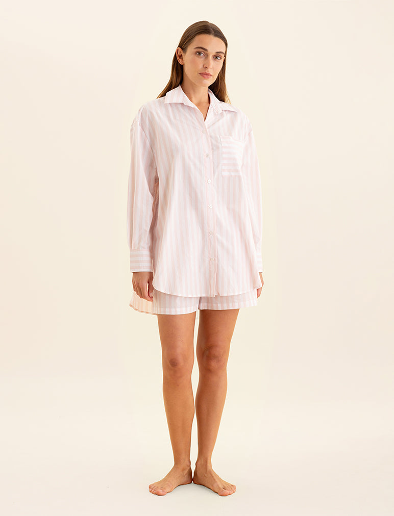 Cotton Stripe Shirting Boxer PJ Set