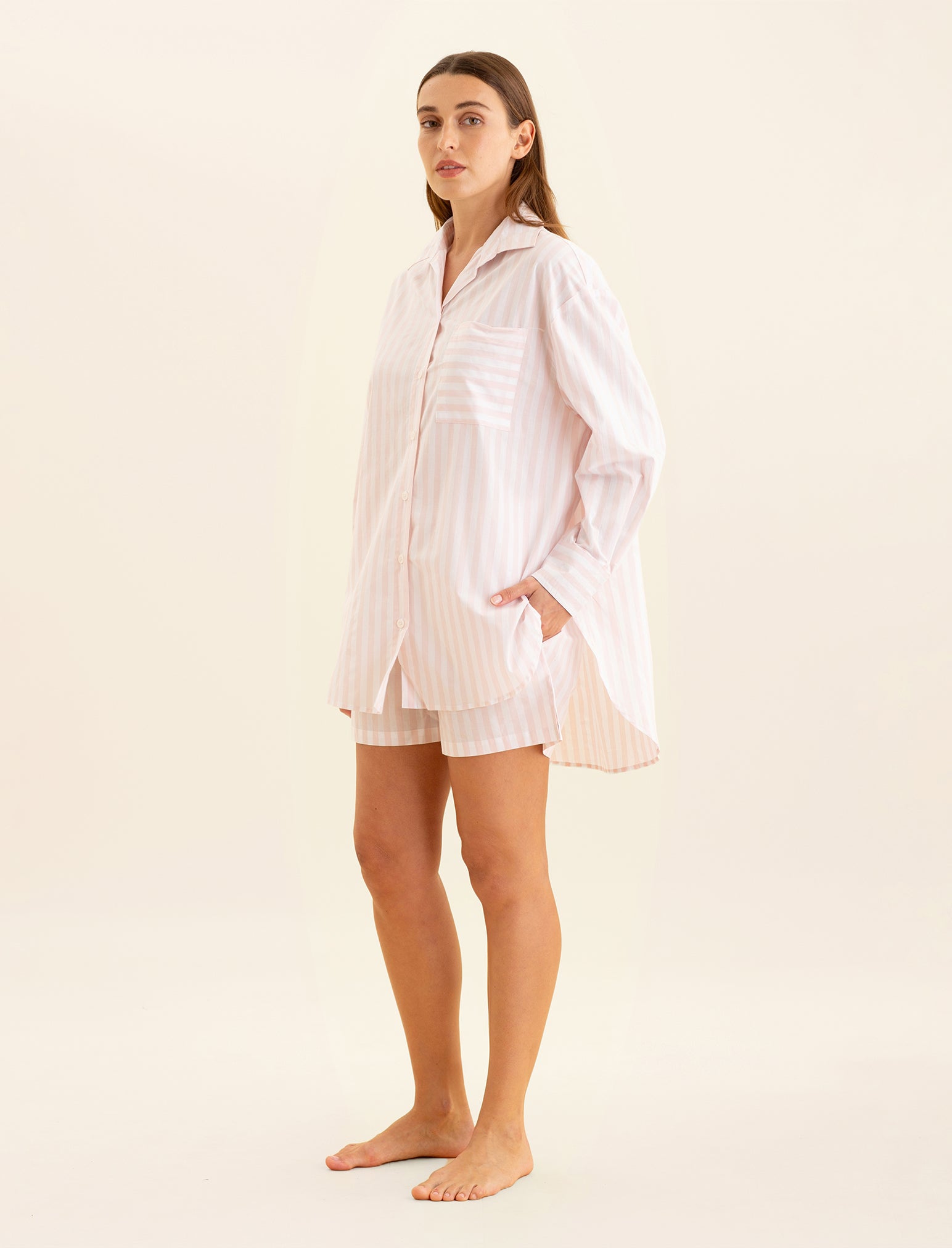 Cotton Stripe Shirting Boxer PJ Set