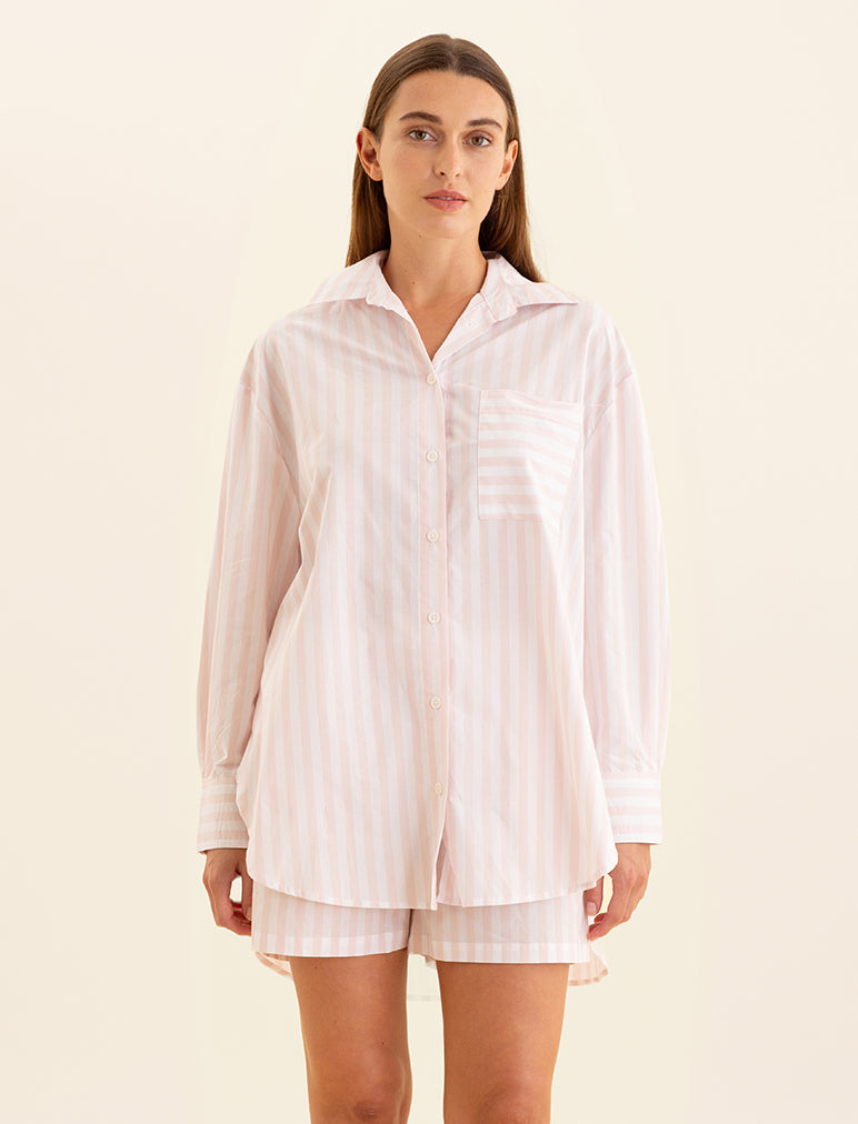 Cotton Stripe Shirting Boxer PJ Set