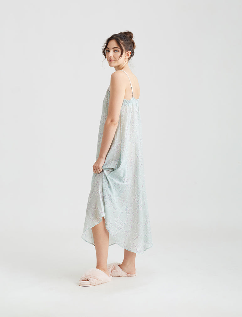 Cheri Blossom Lace Front Maxi Nightgown