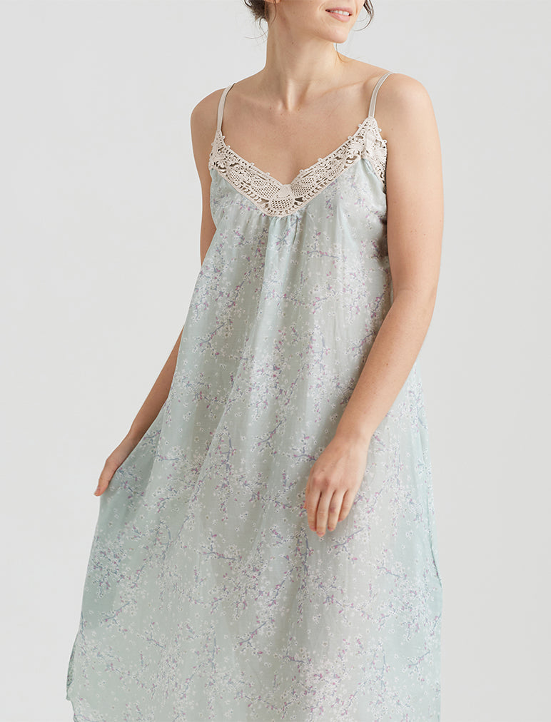 Cheri Blossom Lace Front Maxi Nightgown