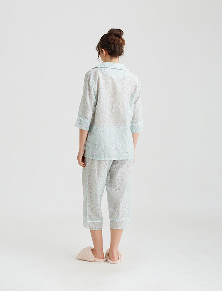 Summer Shells Capri Pajamas - Blue in Women's Cotton Pajamas, Pajamas for  Women