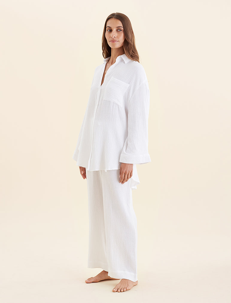 Ashley Textured Cotton Oversized Shirt