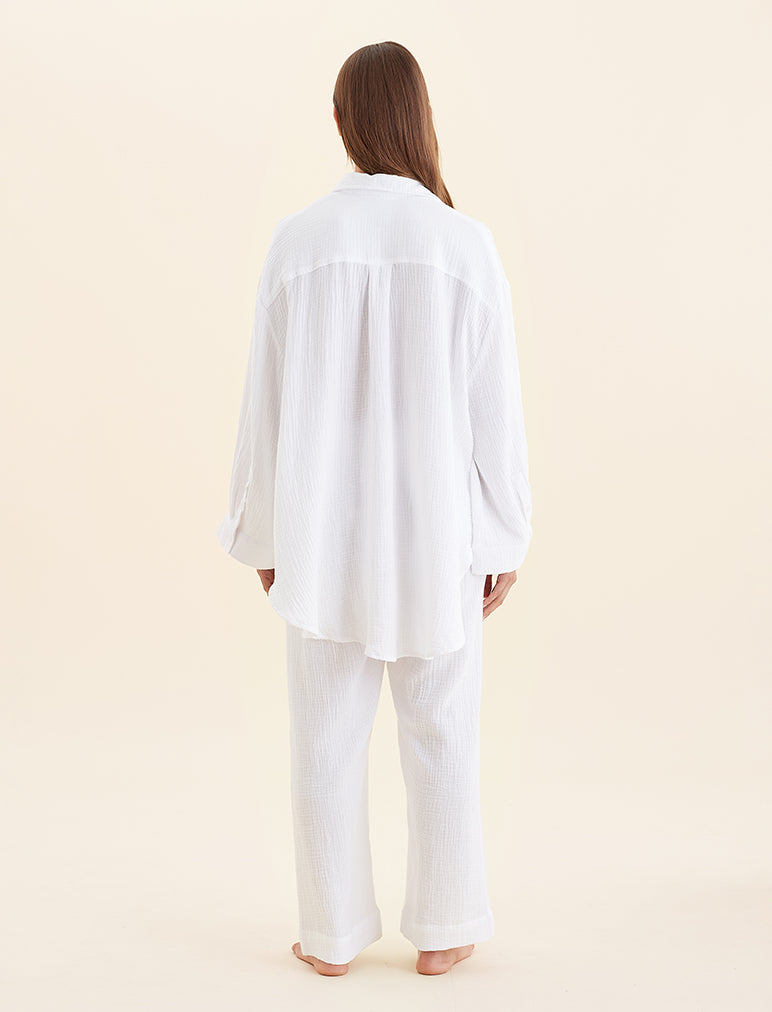 Buy CRINKLED LOOSE FIT WHITE SHIRT & TROUSER SET for Women Online