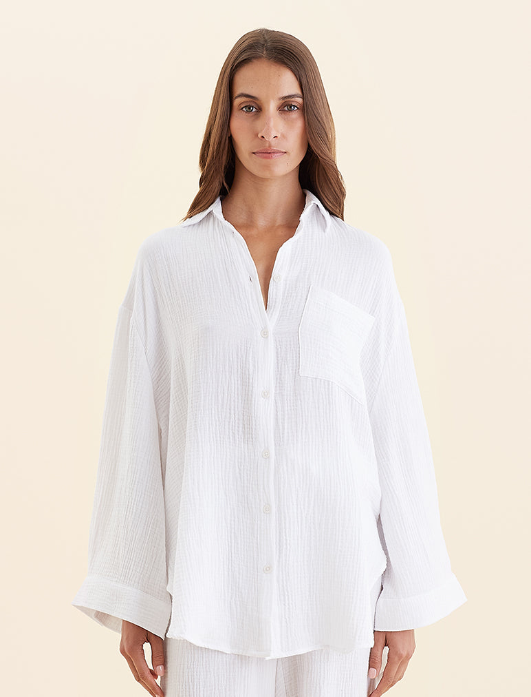 Ashley Textured Cotton Oversized Shirt