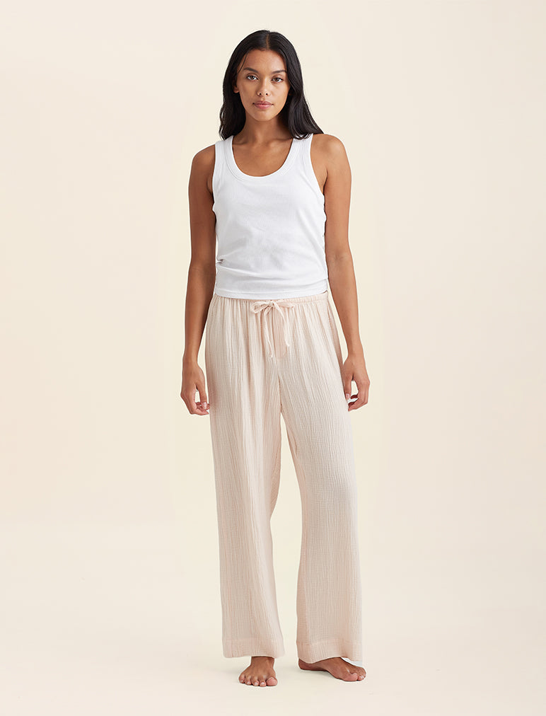 Ashley Textured Cotton Wide Leg Pant