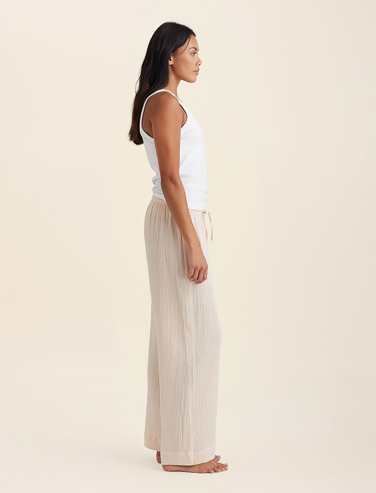 Ashley Textured Cotton Wide Leg Pant