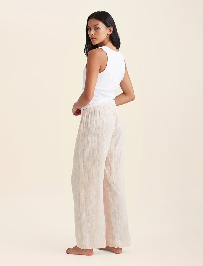 Ashley Textured Cotton Wide Leg Pant