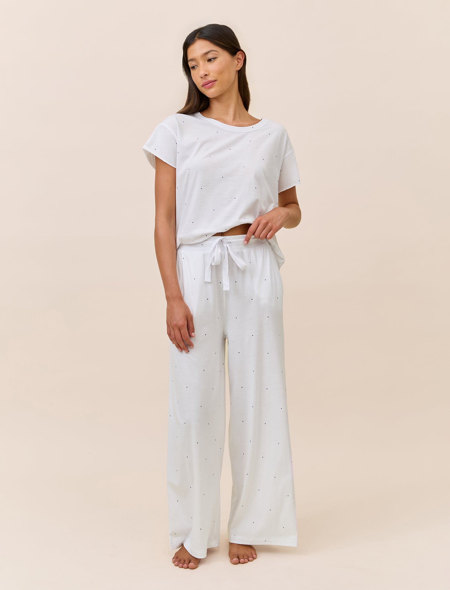 Jada Organic Cotton Knit Boxy Tee & Wide Leg Pant Set