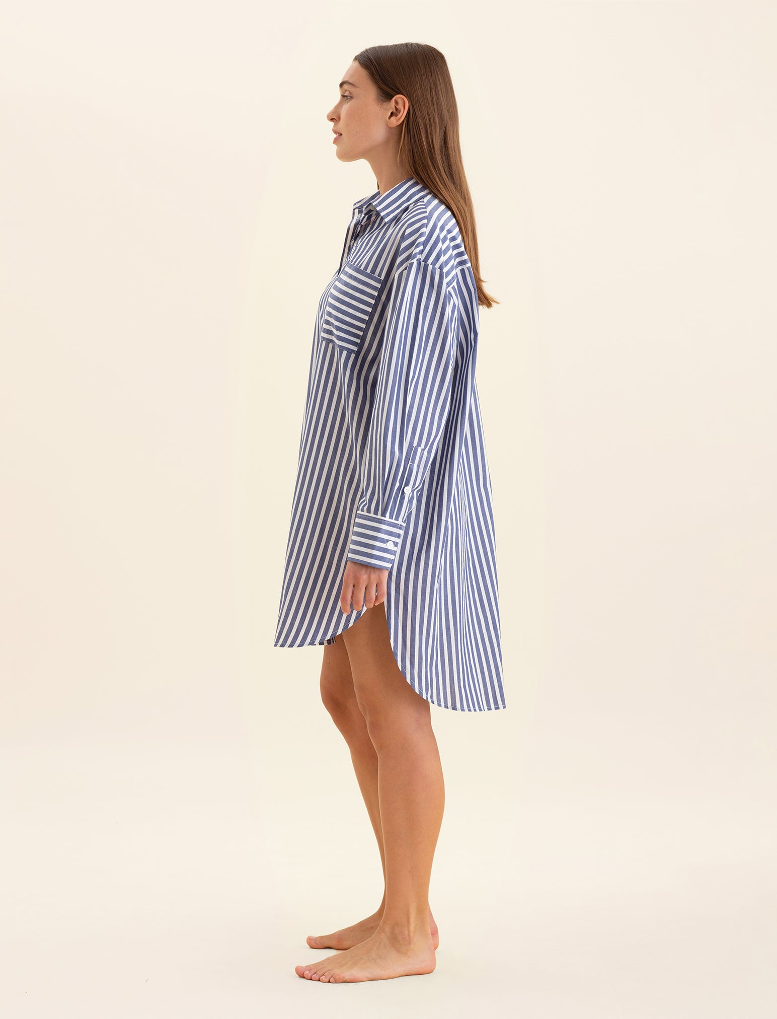 Cotton Stripe Shirting Nightshirt