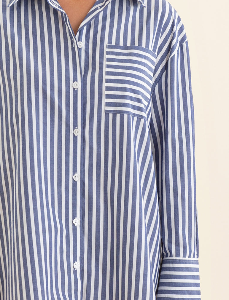 Cotton Stripe Shirting Nightshirt