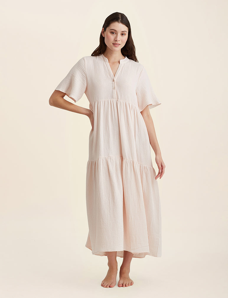 Ashley Textured Cotton Maxi Nightdress