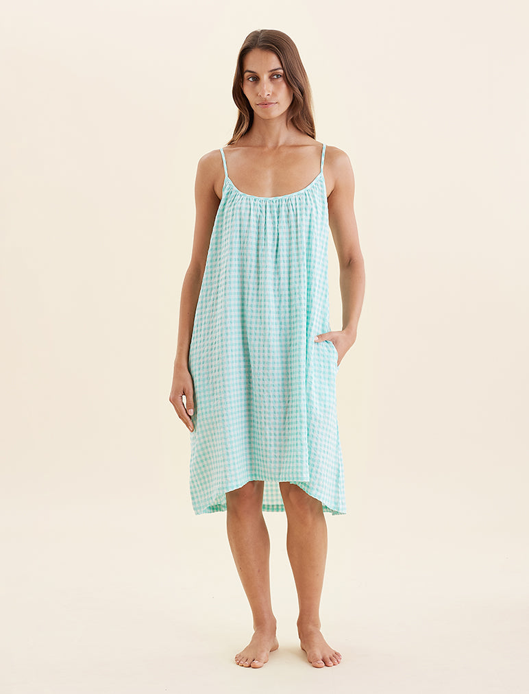 Seersucker Gingham Strappy Nightie