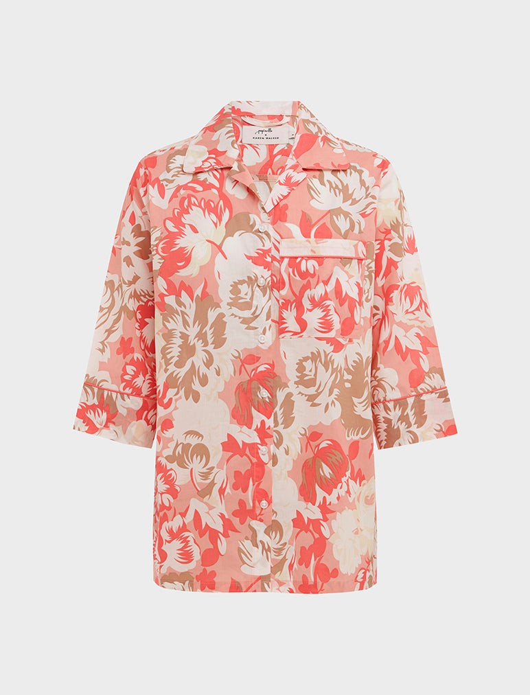 Karen Walker Ornamental Floral Crop PJ Shirt