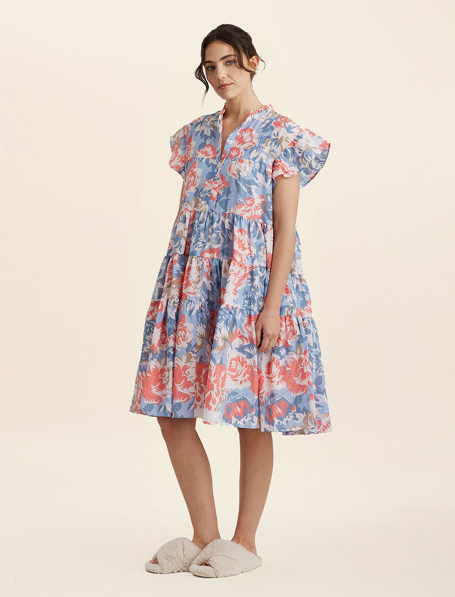 Karen Walker Ornamental Floral Flutter Panel Nightgown