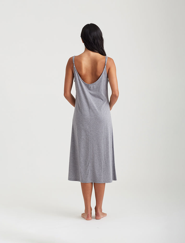 Womens Nightgown Built-in Shelf Bra Chemise Modal Night Dress