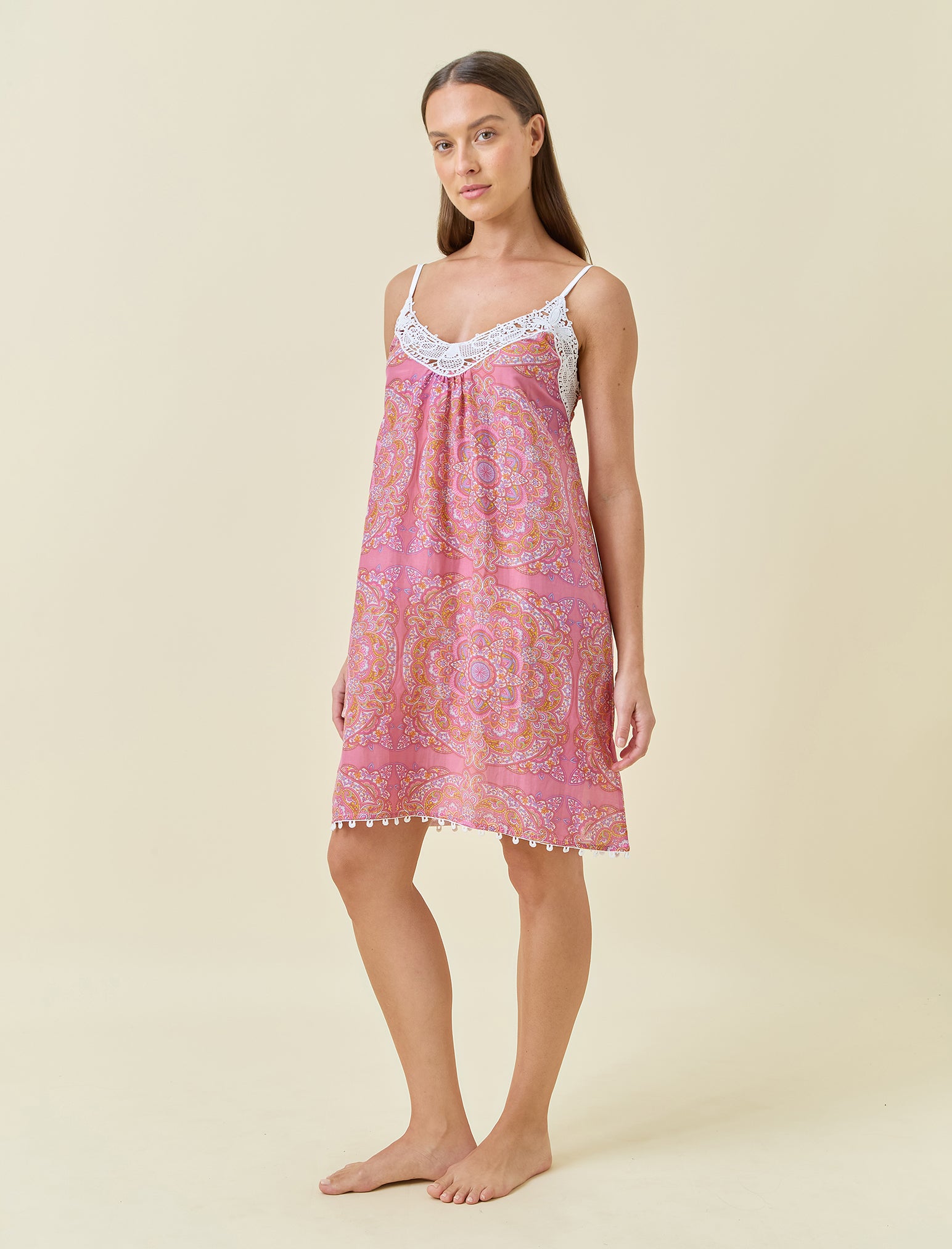 Ines Lace Front Midi Nightgown