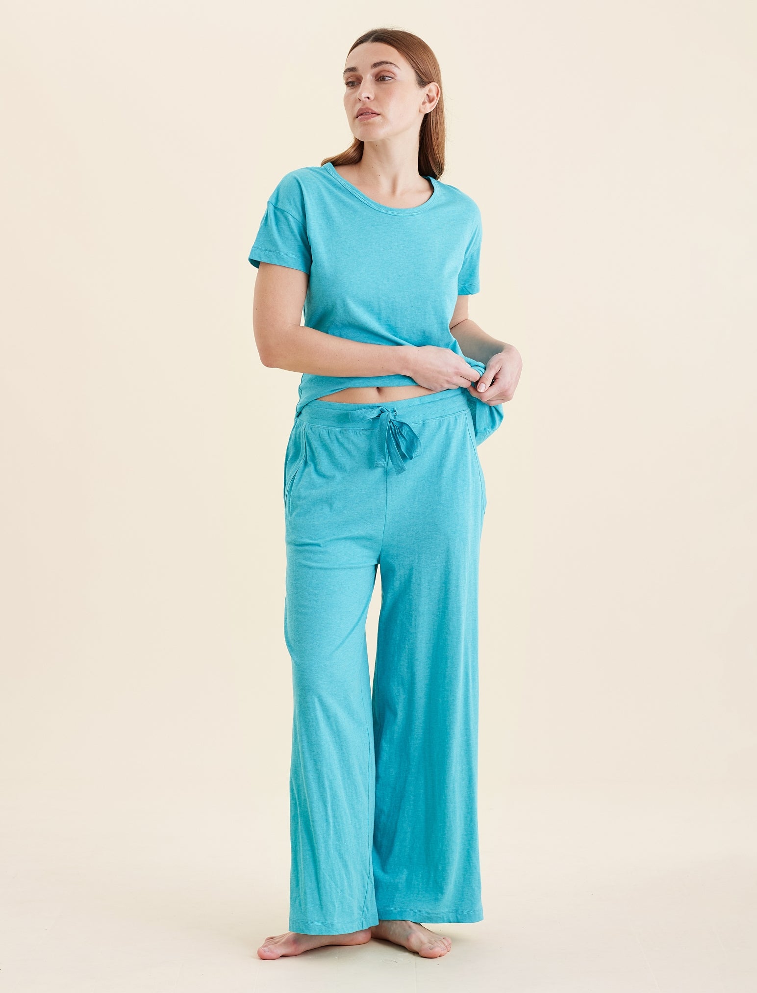 Jada Organic Cotton Knit Wide Leg Pant