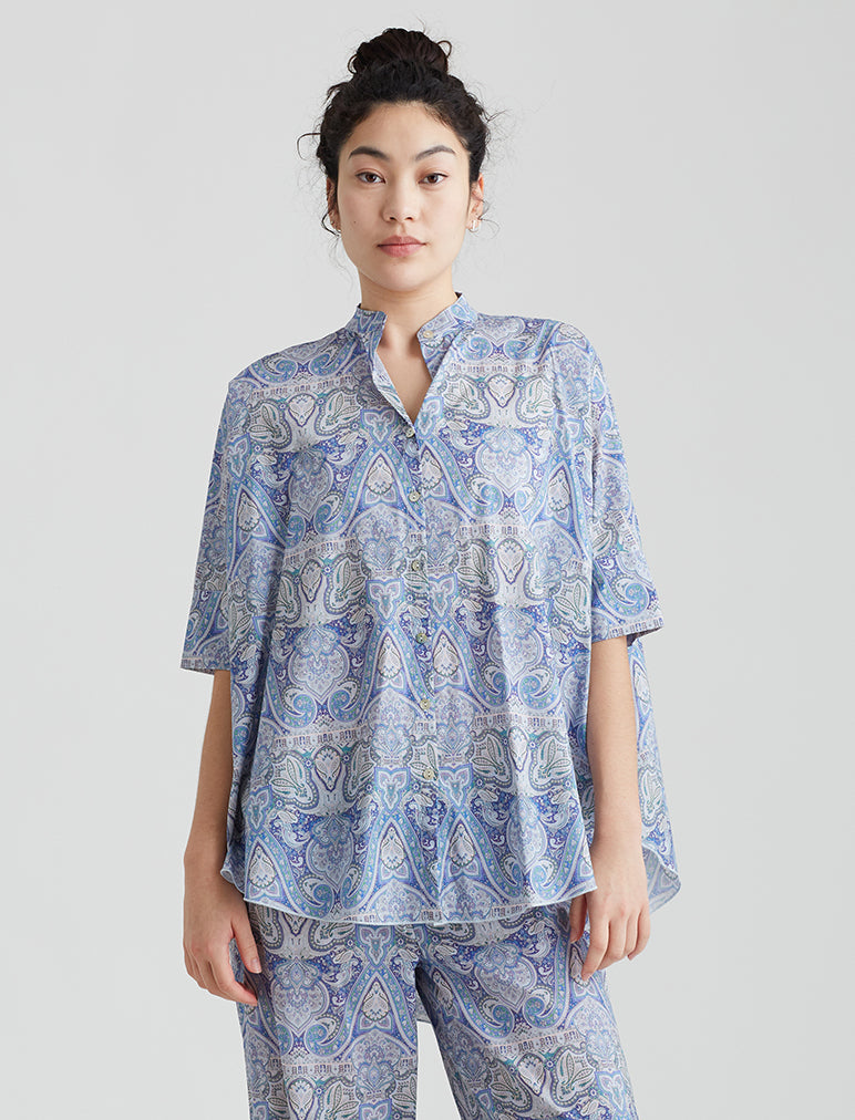 PAPINELLE Hydrangea Cotton & Silk Pajama Top